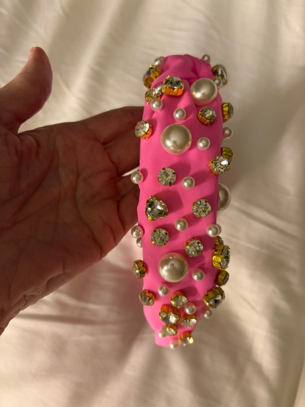 Lele Sadoughi x Stoney Clover Pink Jeweled Pearl Padded Headband - Women - Picture 3 of 5